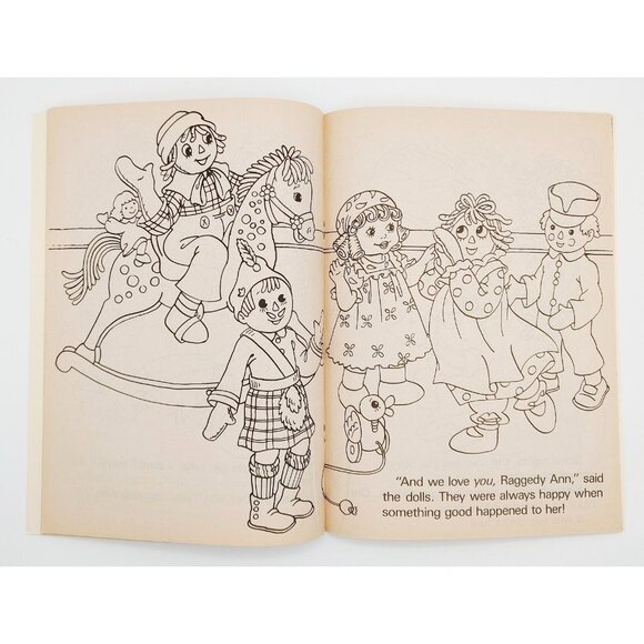VTG 2 RAGGEDY ANN & ANDY COLORING BOOKS DOLL STORIES COLOR NOS HAPPY HOUSE USA - Picture 6 of 6